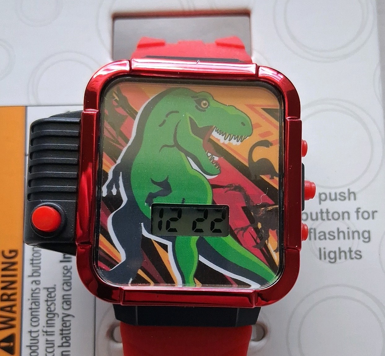Dinosaur Fashion Cartoon Flashing LCD Watch W/Flashlight Kids Boy Unisex new