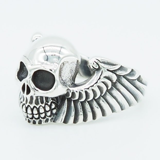 Gothic Wing Skull Men Biker Rocker Metal Vintage 925 Sterling Silver Ring