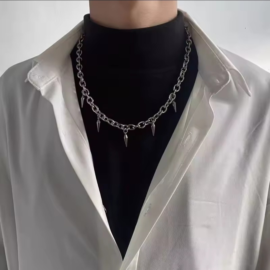 Stainless Steel Punk Stud Thorns Pendant Chain Necklace Fashion Jewelr 13-1