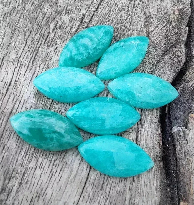 [Wholesale] Natural Amazonite Cabochon Marquise Shape Loose Gemstone Jewellery