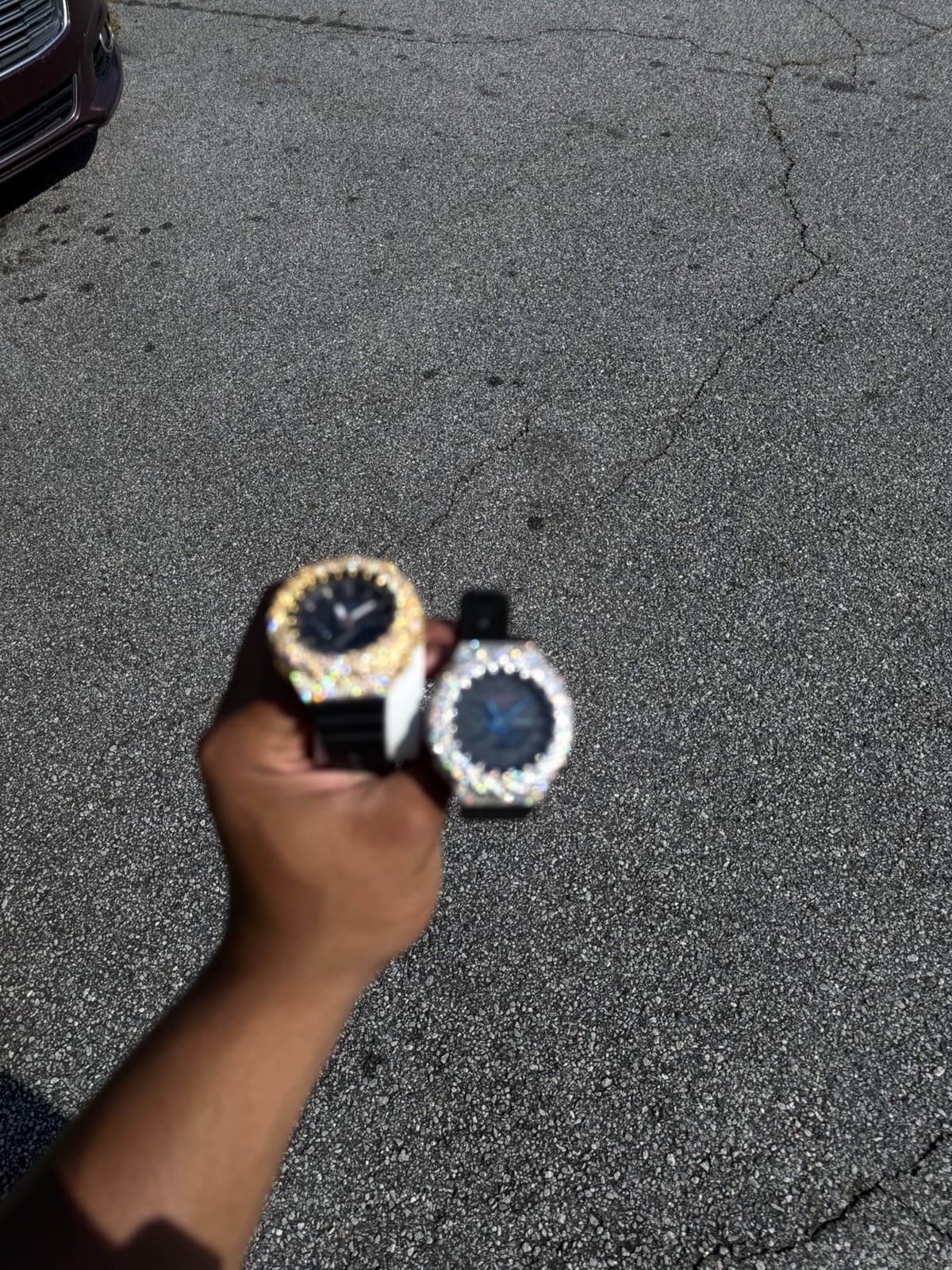 G-SHOCK GA-2100 2-Watch Lot Custom Iced Bezel Gold/Silver Black Resin w/Box 400e