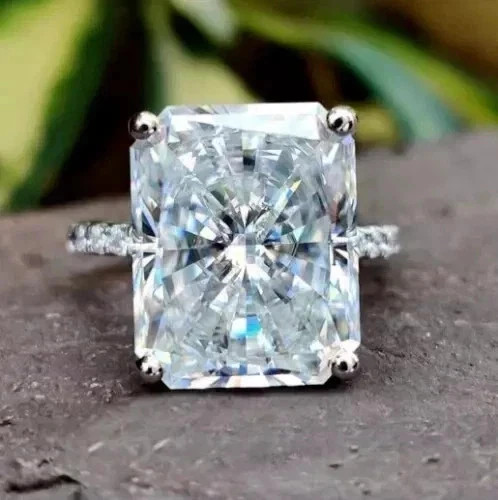 7.68 Ct Radiant Cut White Treated Diamond Solitaire Ring 925 Silver Certified