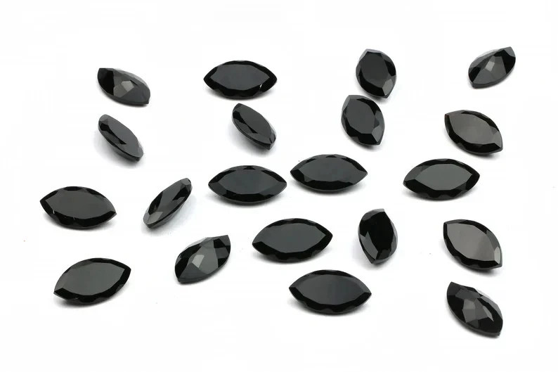 Natural Black Onyx “Faceted” Marquise Shape Loose Gemstone For Jewelry Making