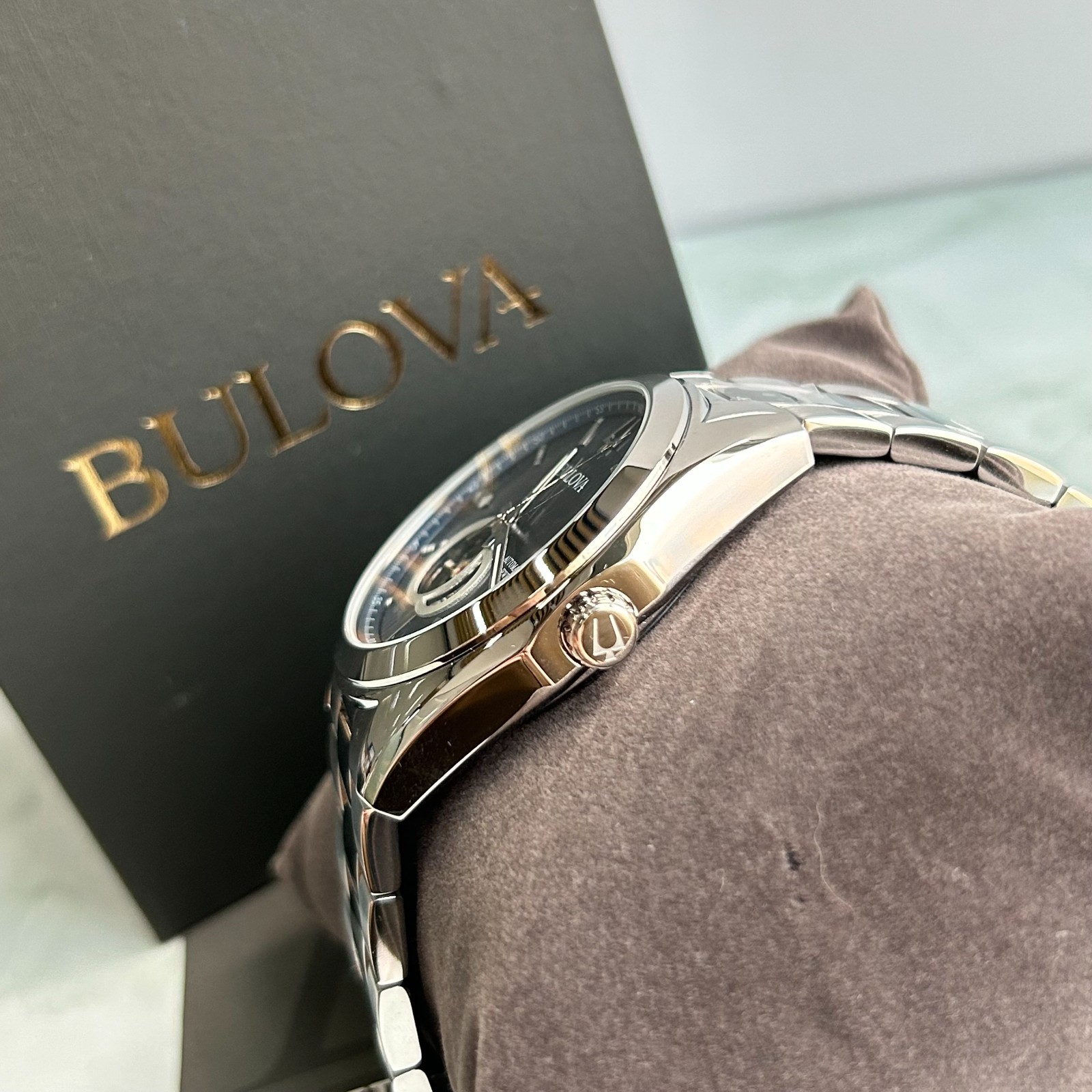 Bulova Surveyor 96A275 Blue Dial Men Stainless Steel Strap Automatic Watch 42mm
