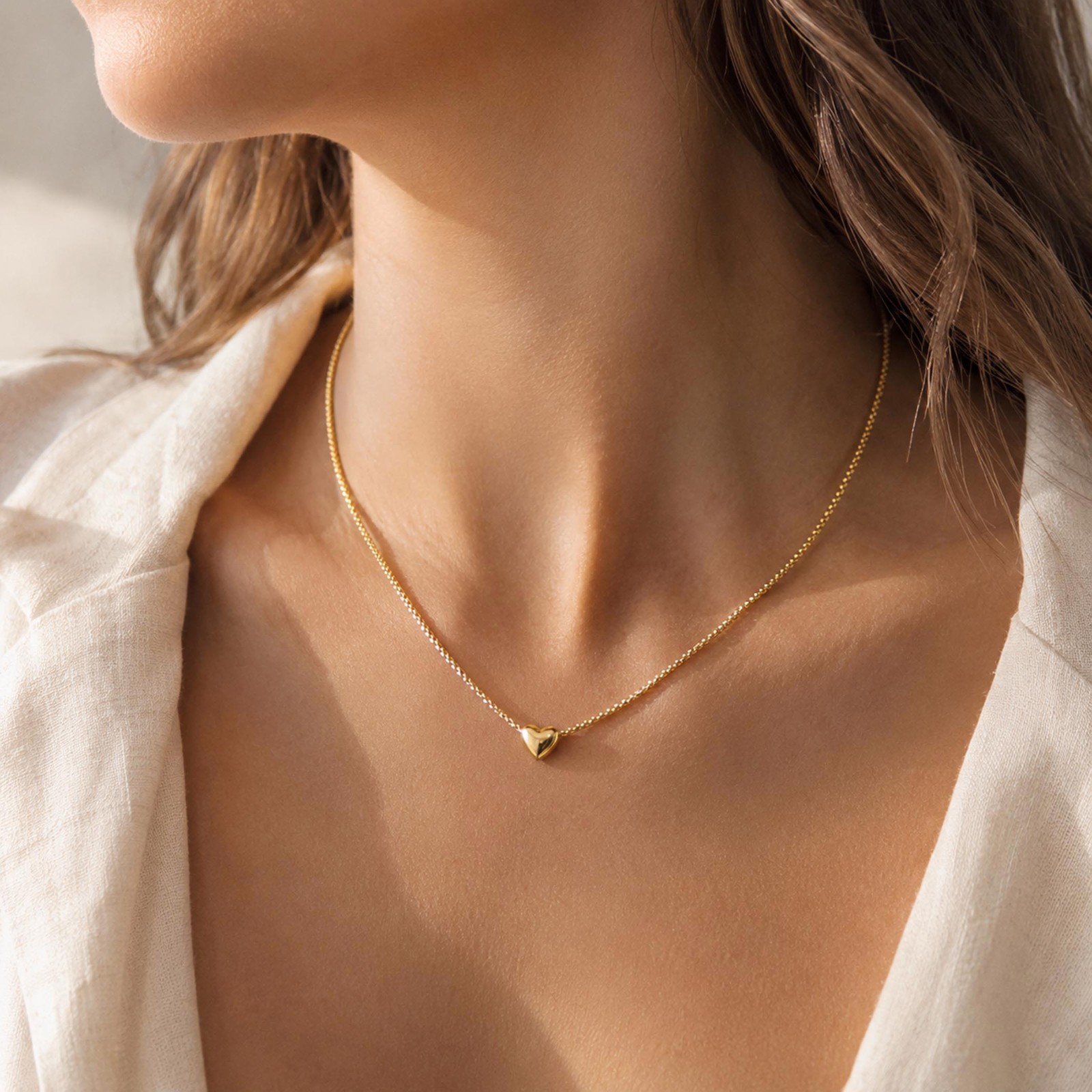 14K Gold Heart Necklace Vintage UnoAErre Italy 585 1AR 17″ 4.53g Estate Jewelry