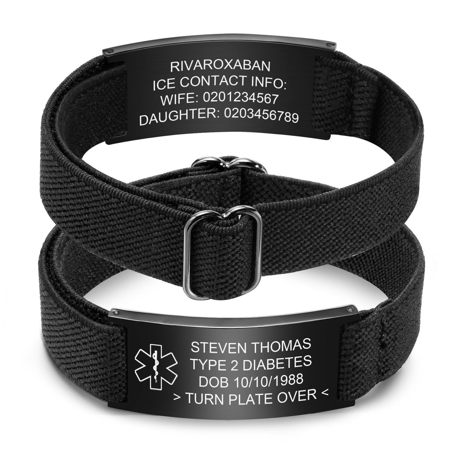 Free Engraving Personalized Medical Alert Bracelet Stainless Steel Wristband