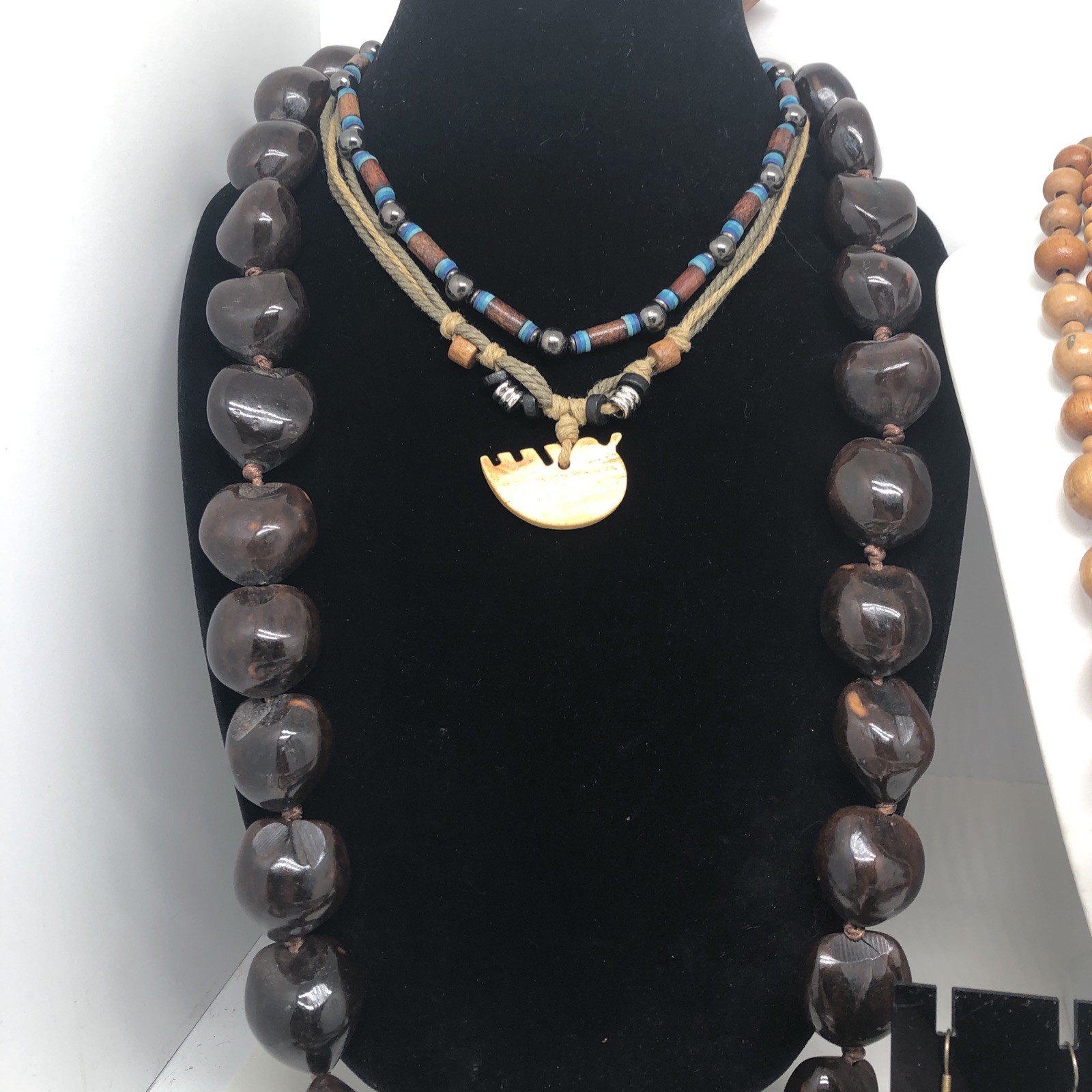 Earth Tone Boho Brown Wood Beaded Jewelry Lot Necklace Bracelet Earring