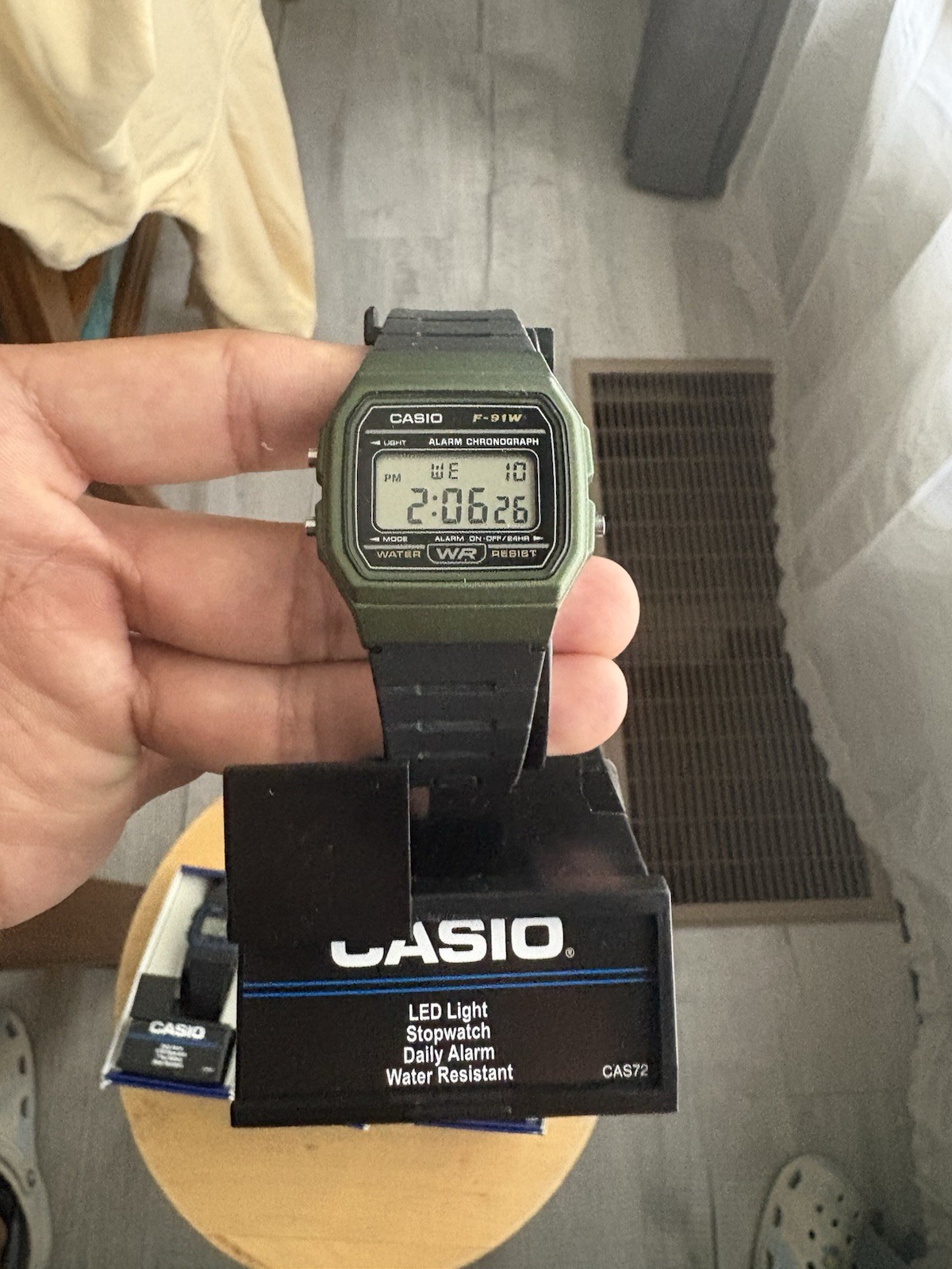 Casio F91W-1 Lot + Illuminator Black/green/ Stainless Steel Watch Strap, NEW NM