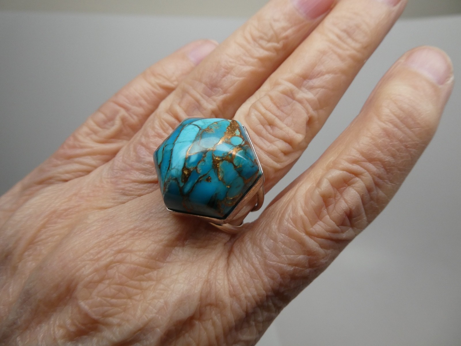 JAY KING DTR Sterling Silver 925 COPPER TURQUOISE Gemstone RING Size 8
