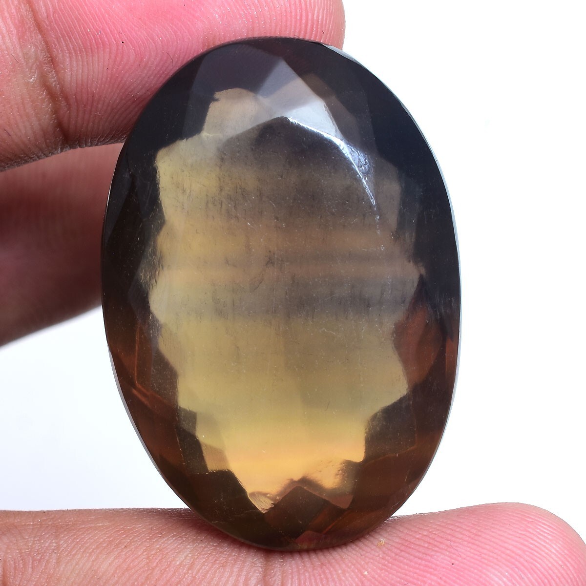 165 Cts Natural Designer Bi-Color Fluorite 41mm*28mm Faceted Cut Loose Gemstone