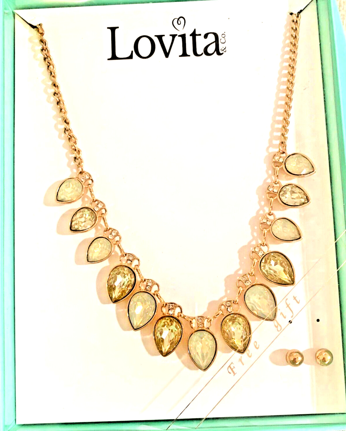 Lovita & Co Gold Tone Teardrop 18″ Necklace & Earring Set 2PC Brand NEW