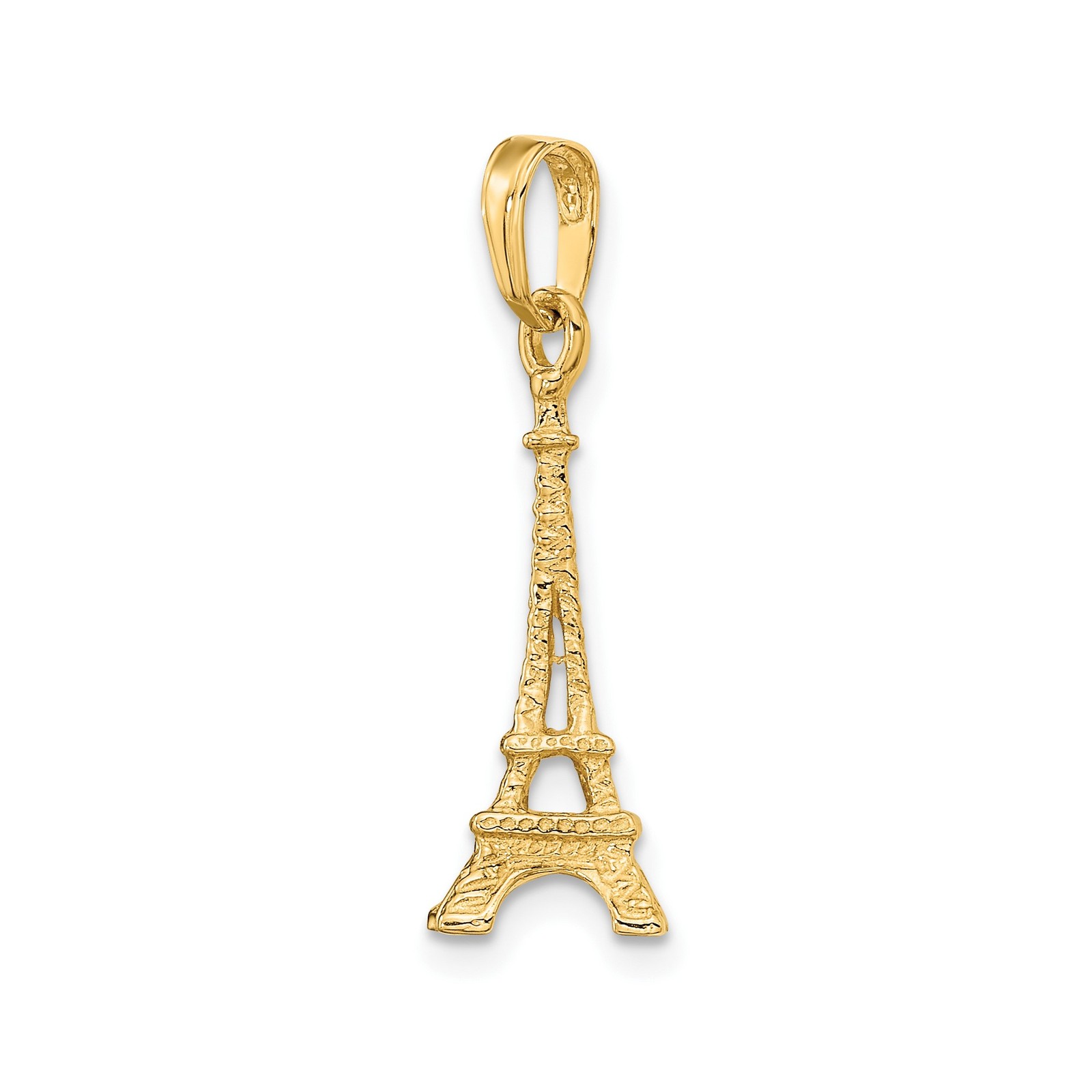 14k Yellow Gold Eiffel Tower Pendant Charm Paris Landmark Travel Jewelry