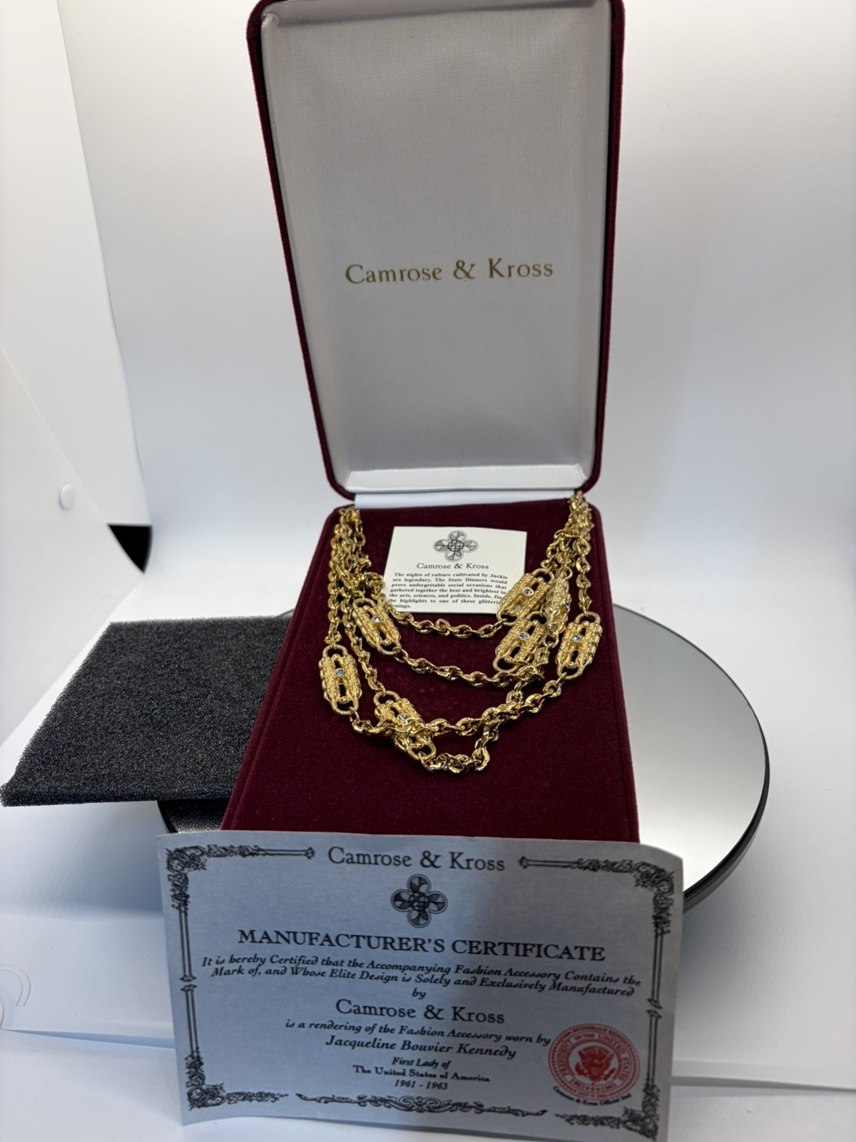 NEW IN BOX CAMROSE & KROSS JACQUELINE KENNEDY JBK PAPERCLIP NECKLACE DUAL CHAIN
