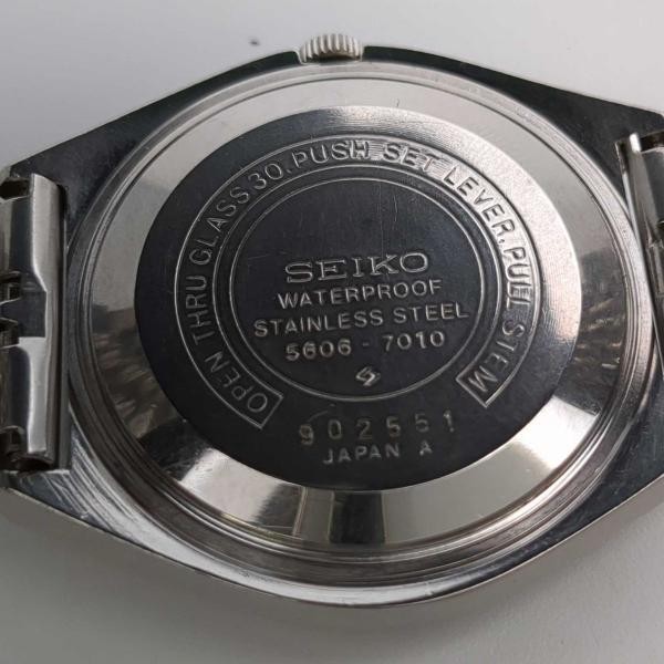 SEIKO 5606-7010 Blue-Gray/Mesh Case Size 37mm Used Watch #91023