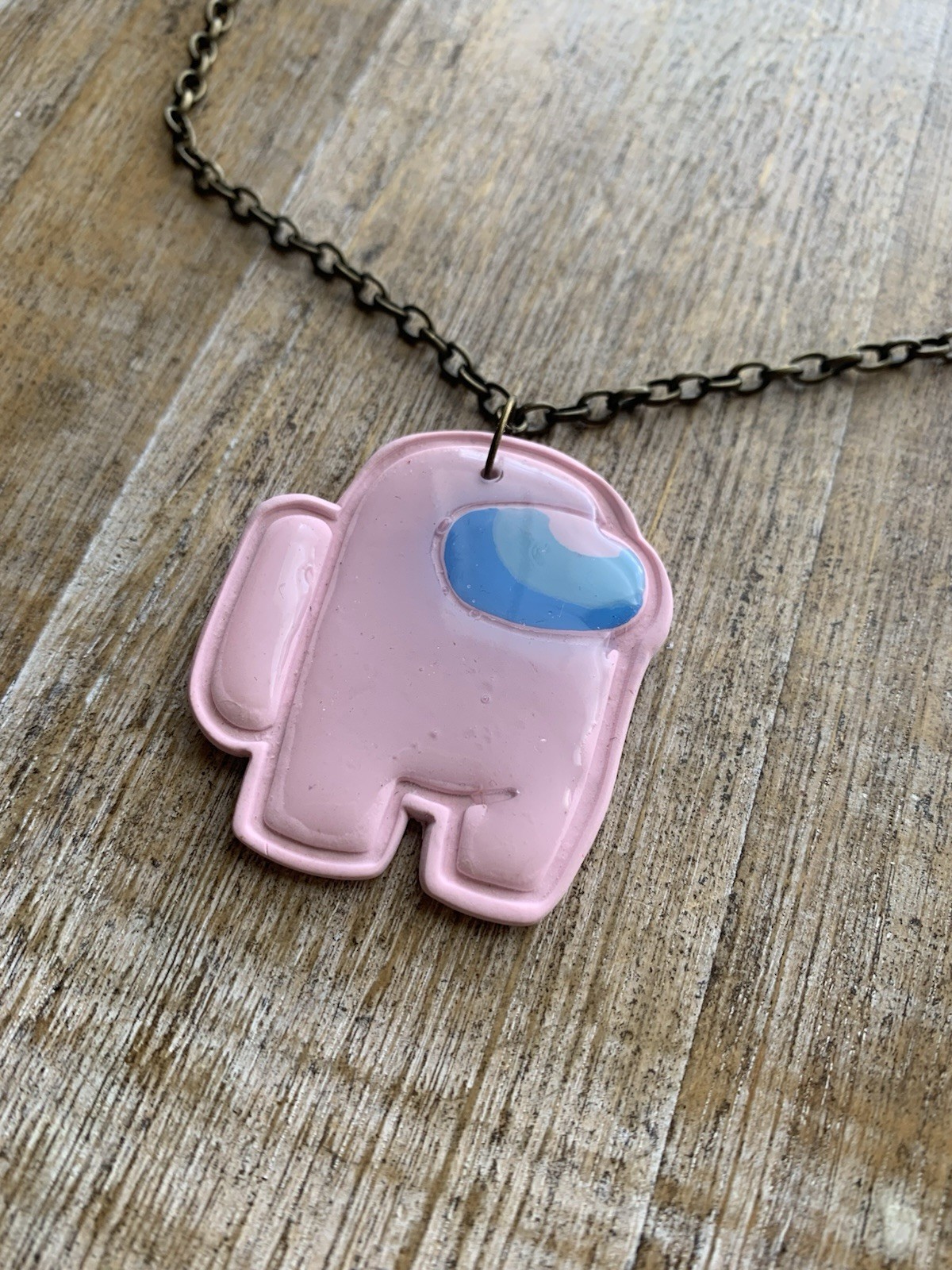 Handmade Polymer Clay Video Game Necklace Among Us