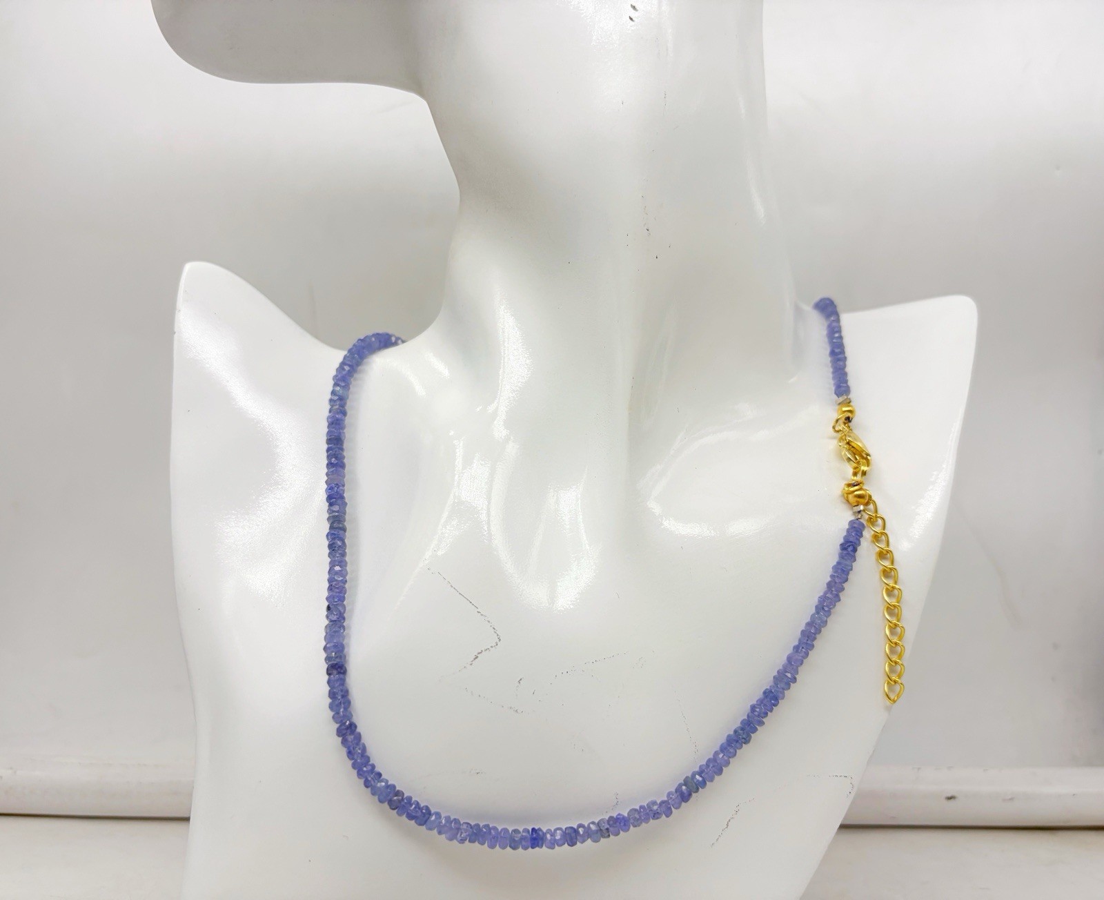 Natural Tanzanite Necklace 20” 4–5mm Faceted Gold Plated Clasp
