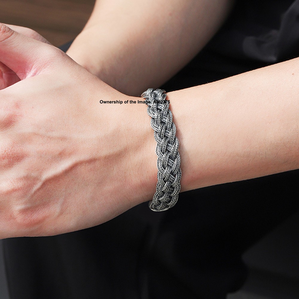 Pure 925 Sterling Silver Wide Wheat Link Chain Bracelet – Braided Spiga Design