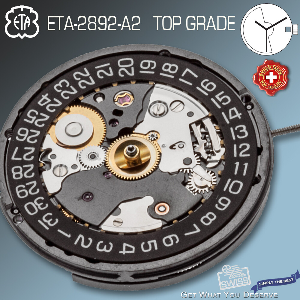 MOVEMENT AUTOMATIC ETA 2892-A2, TOP GRADE BLACK – BLACK DATE