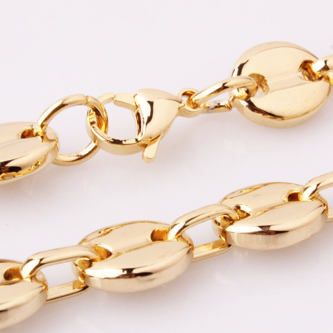 7/9/11mm Top Quality Men Women Stainless Steel Coffee Bean Beads Chain Necklace