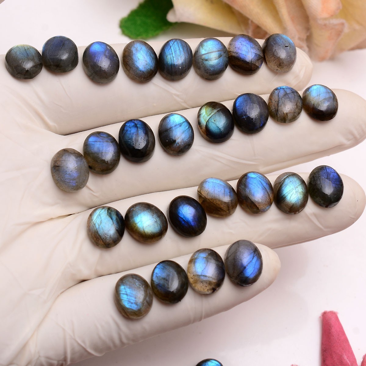 29 Pcs Natural Labradorite Blue Shine 11mmx9mm Oval Cabochon Loose Gemstones Lot