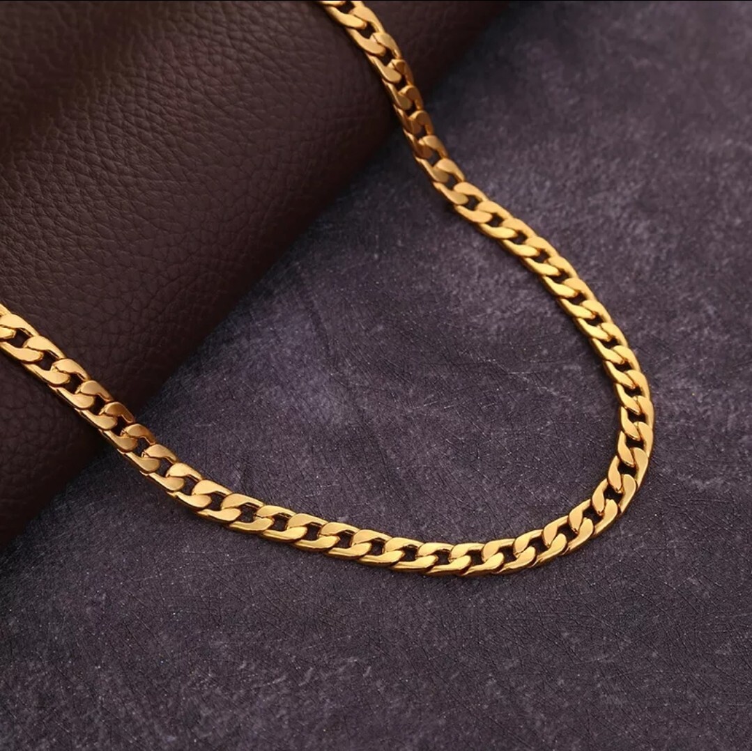 6mm Curb Link Chain Silver or Gold Stainless Steel 26″ 17-4