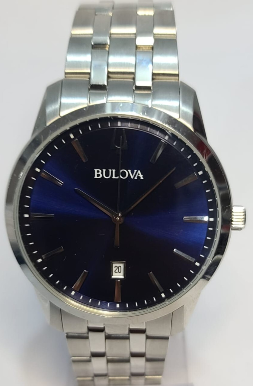 96B338 BULOVA BLUE DIAL MEN’S CLASSIC SILVER TONE WATCH MB5-31