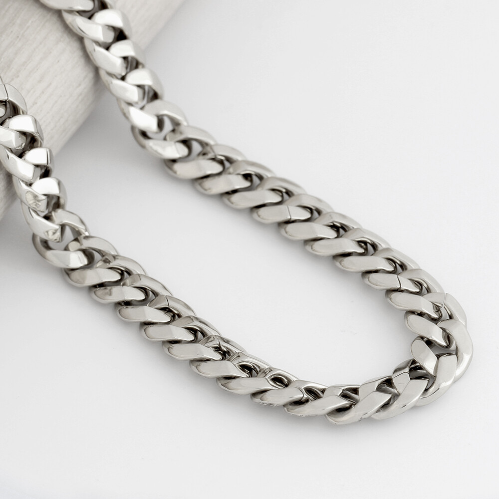 Men’s White Gold Plated Stainless Steel CZ Miami Cuban Link Chain Necklace 8mm
