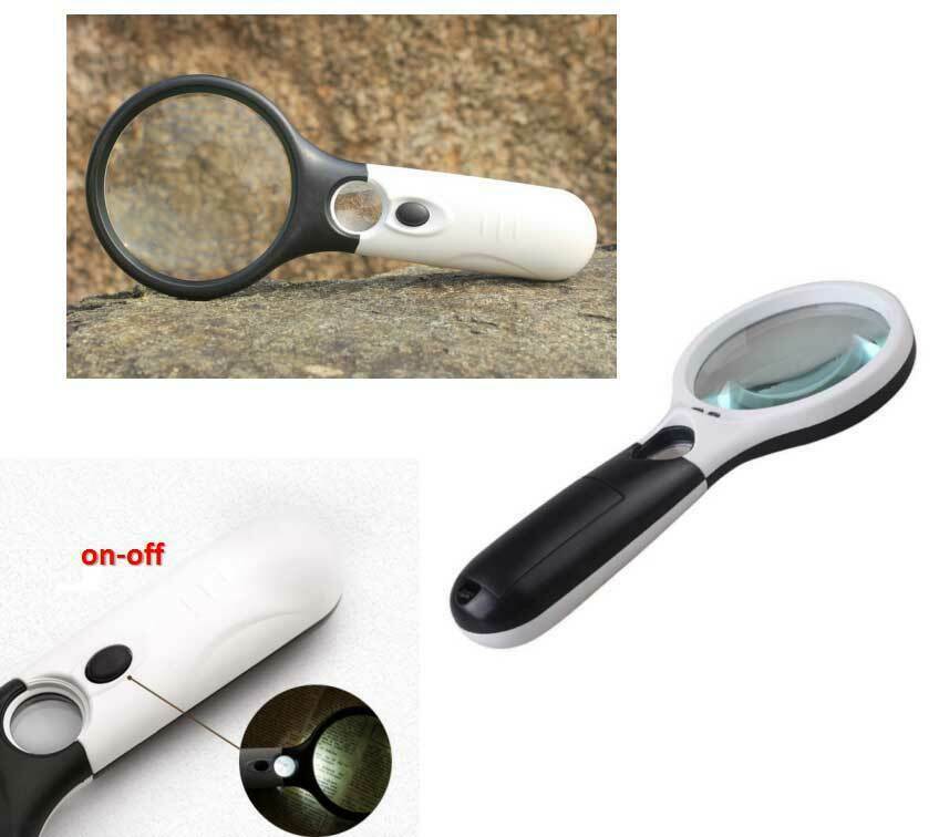 45X Magnifying Glass Handheld Magnifier 3 LED LightJewelry Reading Lens Loupe