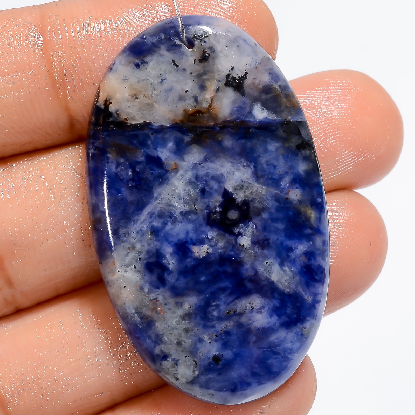 100% Natural Sodalite Oval Cabochon Drilled Gemstone 47 Ct. 40X24X5 mm A-33859