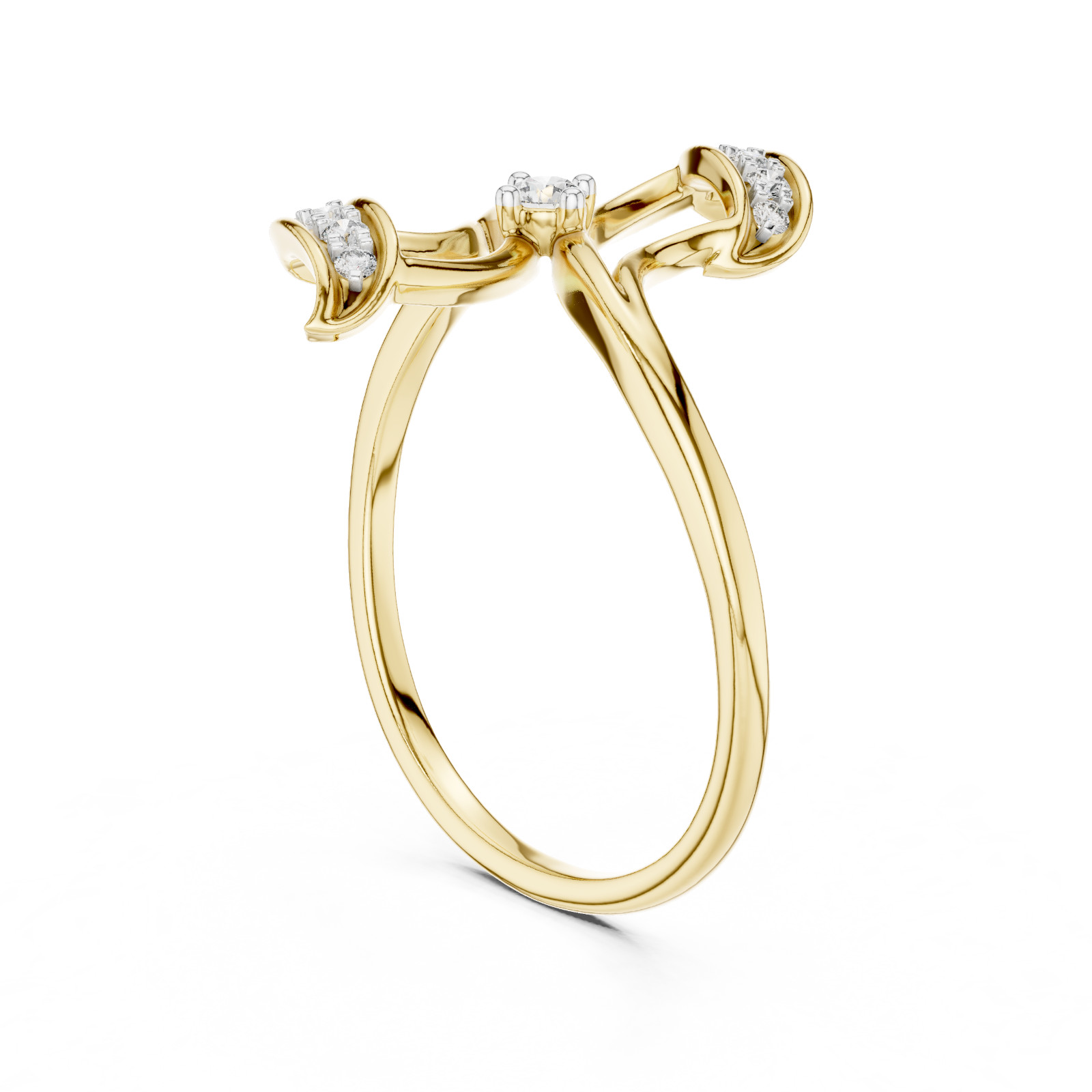 Natural Certfied Round VVS1/D Diamond Petite Twist Engagement Ring 14k Gold Over
