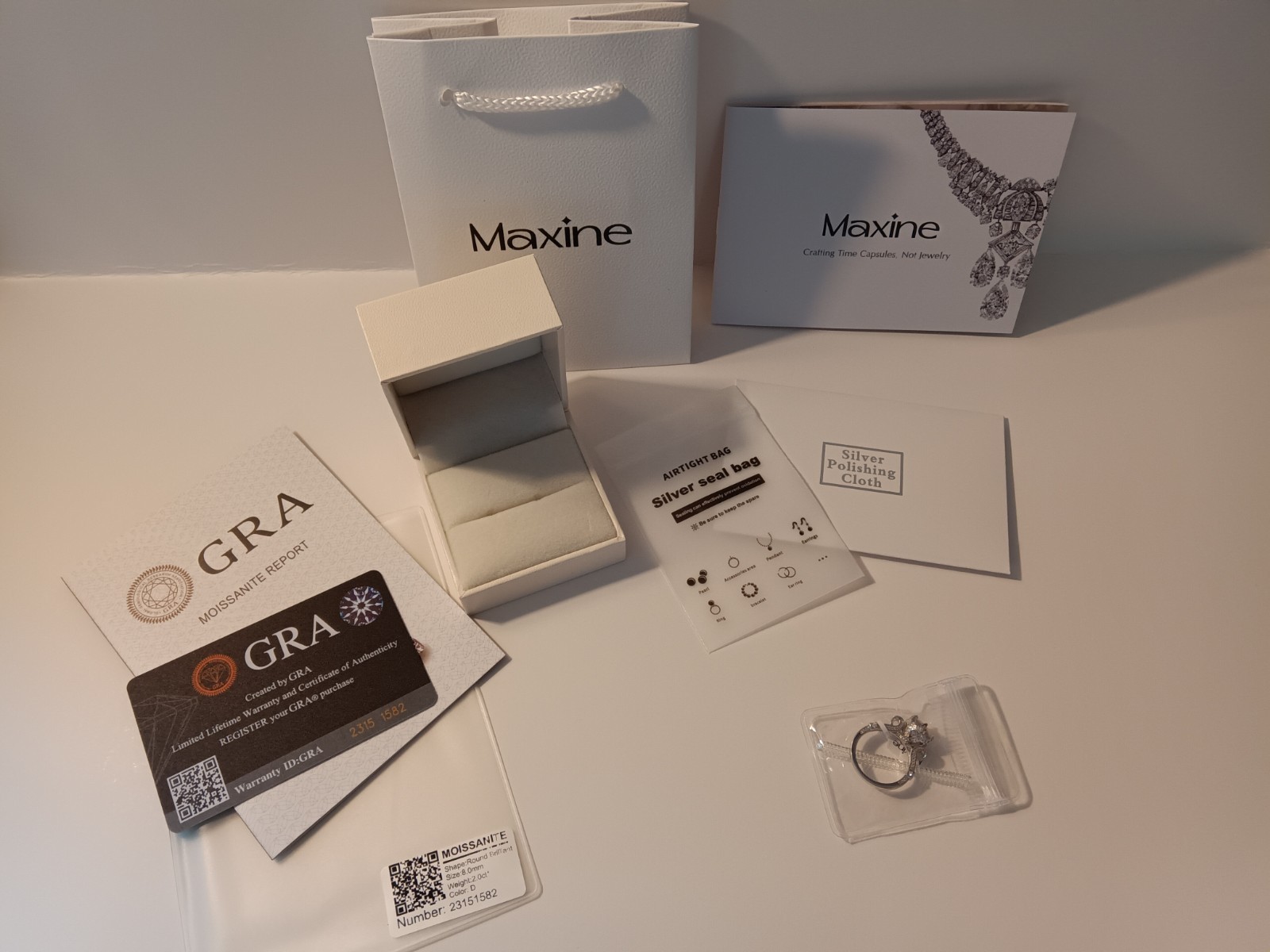 Maxine Moissanite Stone Engagement Ring in Sterling Silver 925 Size 5.5