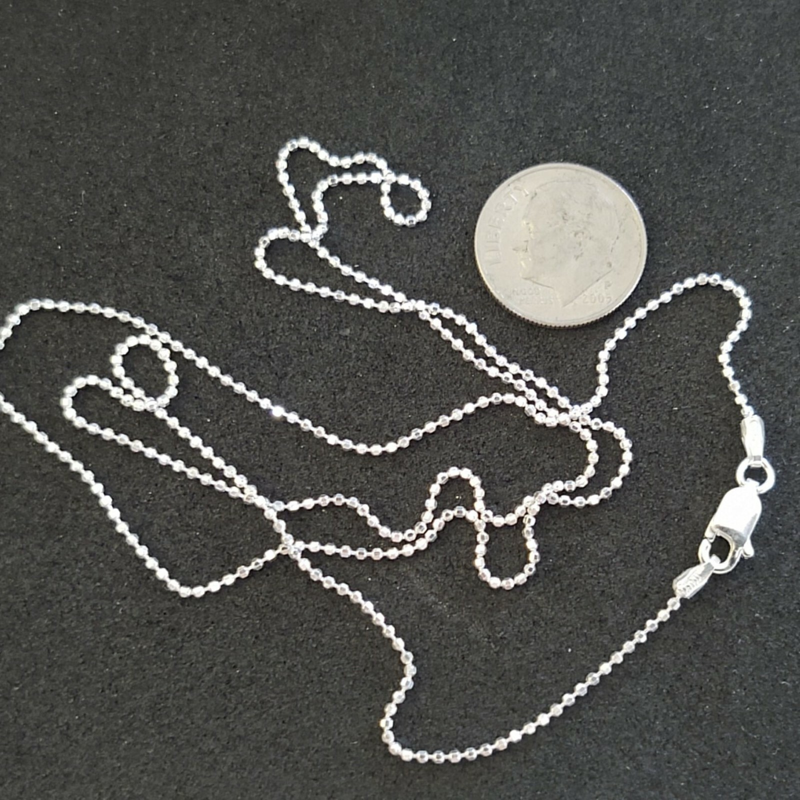 Diamond Cut Bead Necklace Chain (1.2mm) — Sterling Silver — Made in Italy [GK]