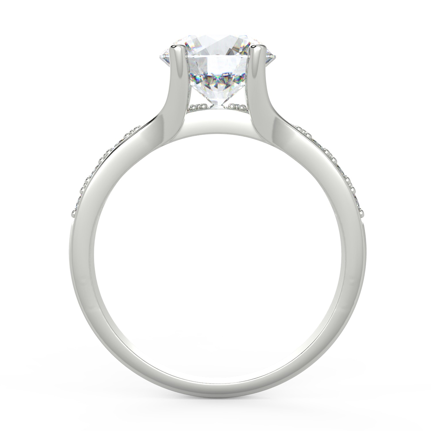 1.83 Ct Round Cut VS1/E Solitaire Pave Diamond Engagement Ring 14K White Gold