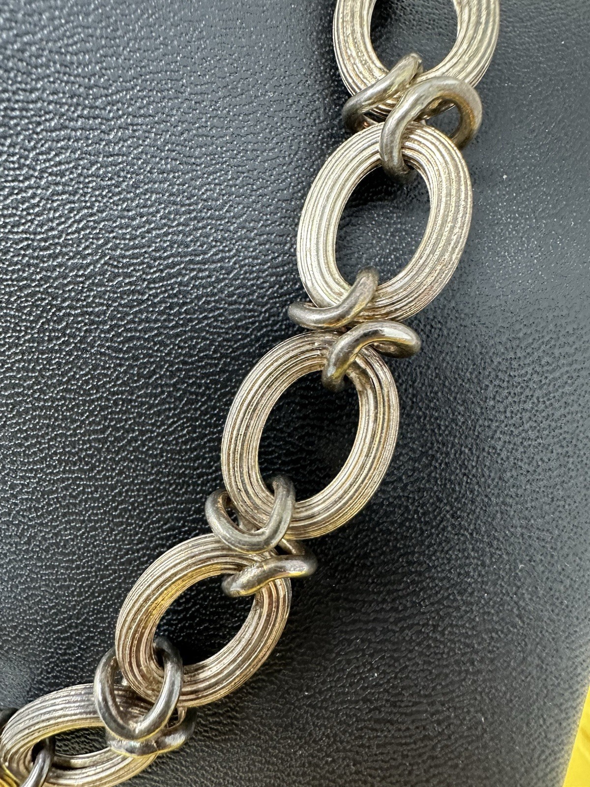 Sterling Silver Italian Oval-Link Chain Choker Necklace Elegant Modern 62g 15 In