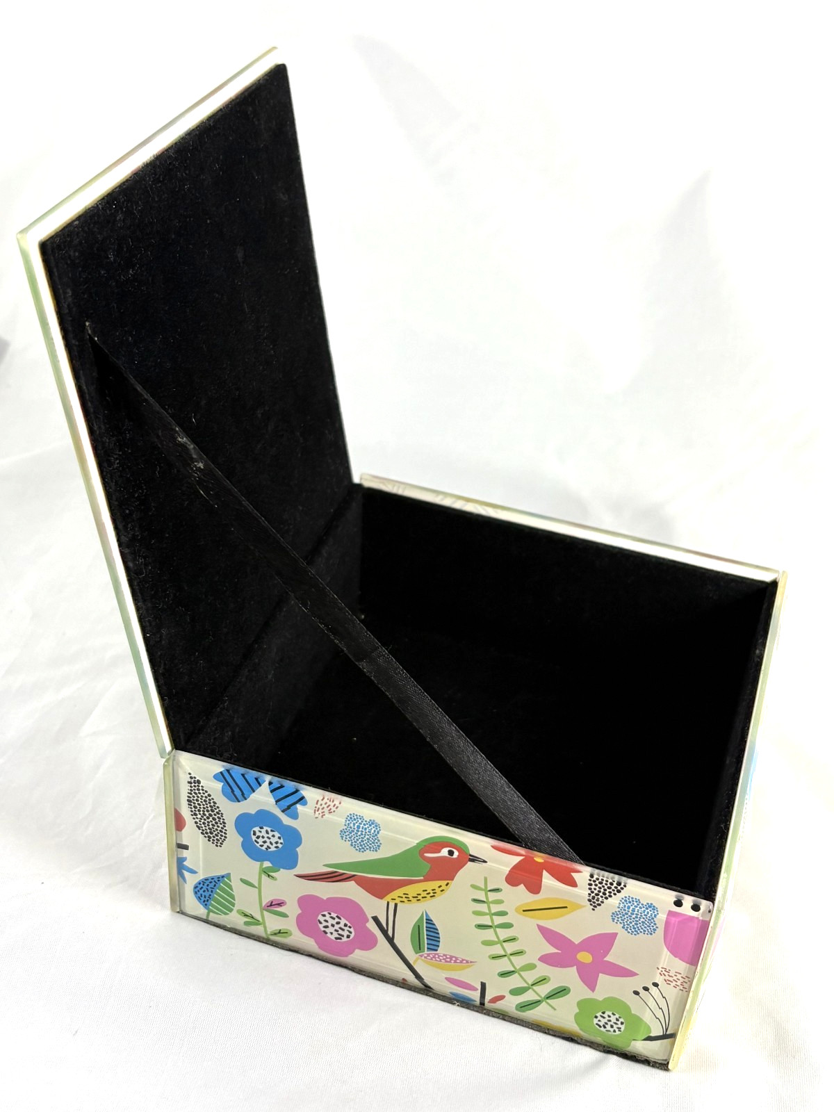 Colorful Nature-Theme Lucite Jewelry Box 5 1/2″ X 2 1/2″ SQ