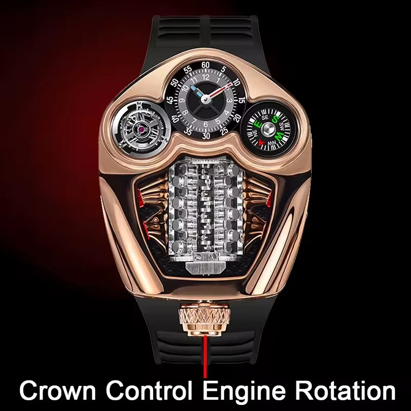 🔥USA🔥PINDU Engine Series Personality Leisure Barrel Hollow Men’s P6658 Watch