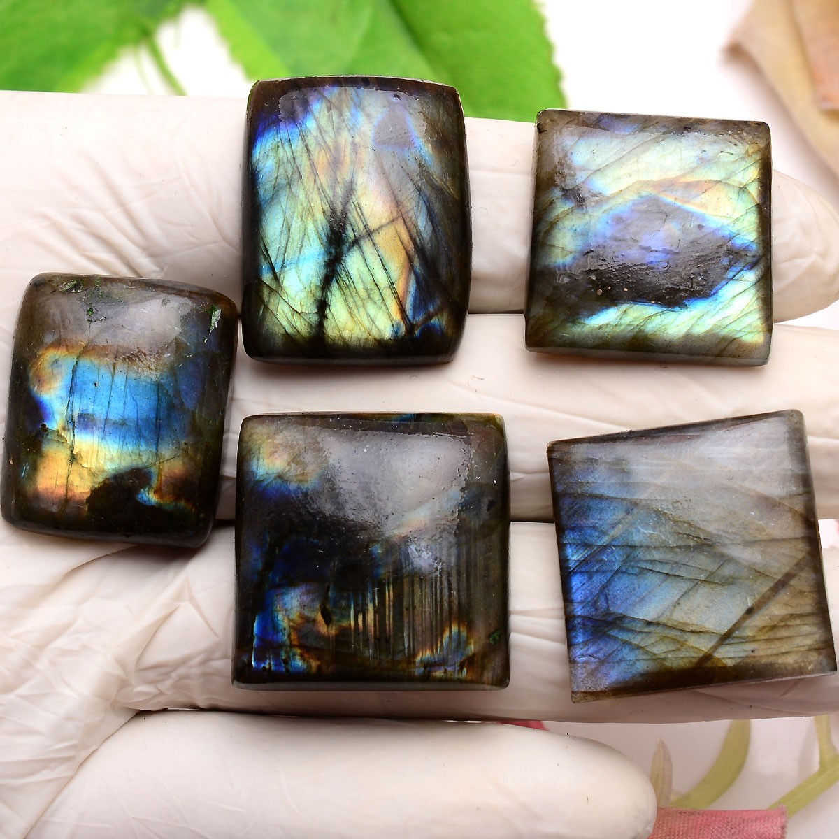 Frozen Lightning~5 Pcs Natural Labradorite 25mm-29mm Cabochon Huge Gemstones Lot