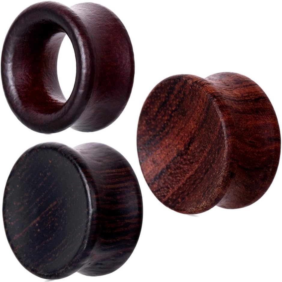 Elegant 3 Pairs of Wooden Ear Gauges, Double Flared – Natural Fashion Jewelry