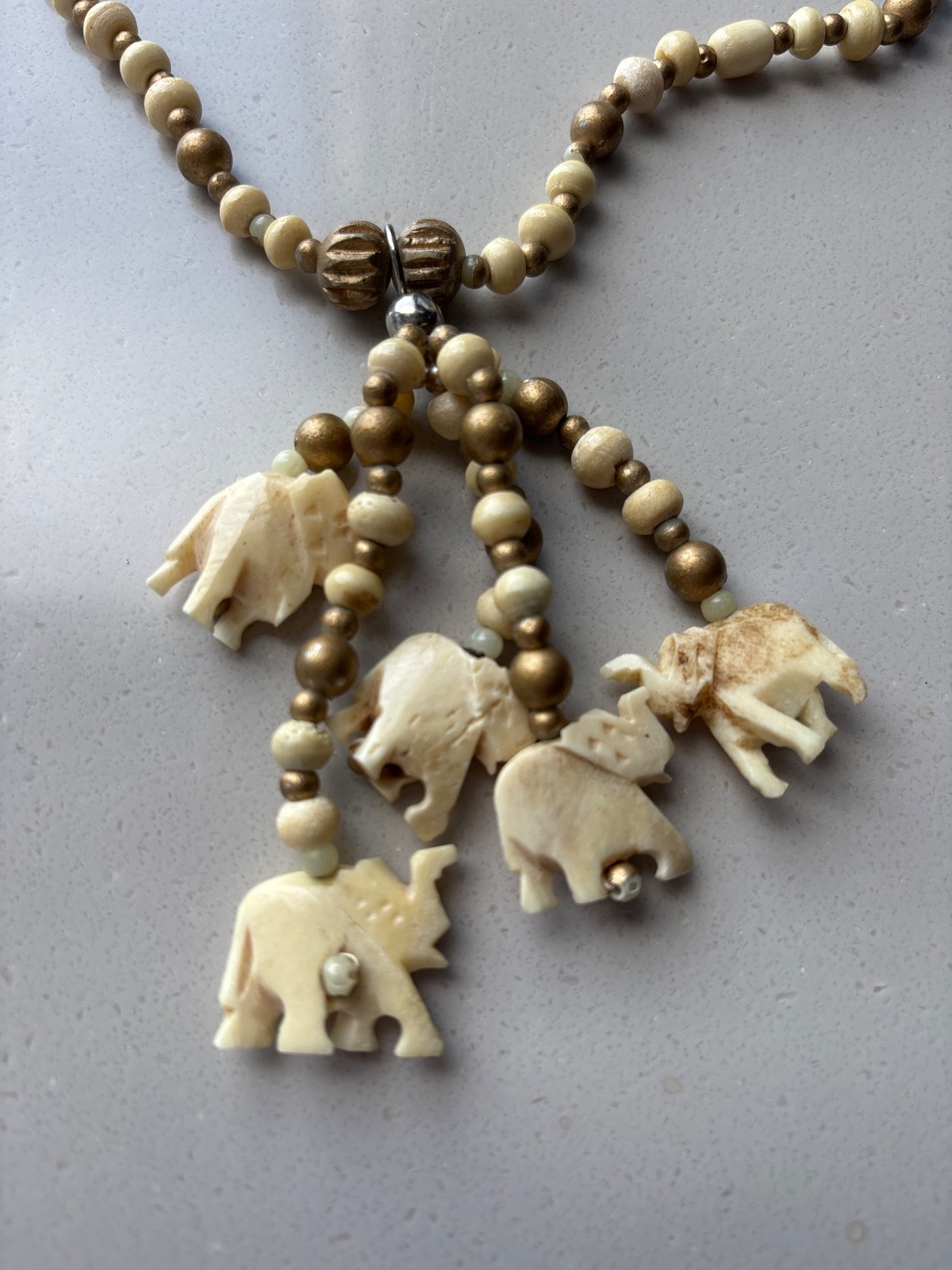 Vintage African Unkown bone and Brass Beads necklace