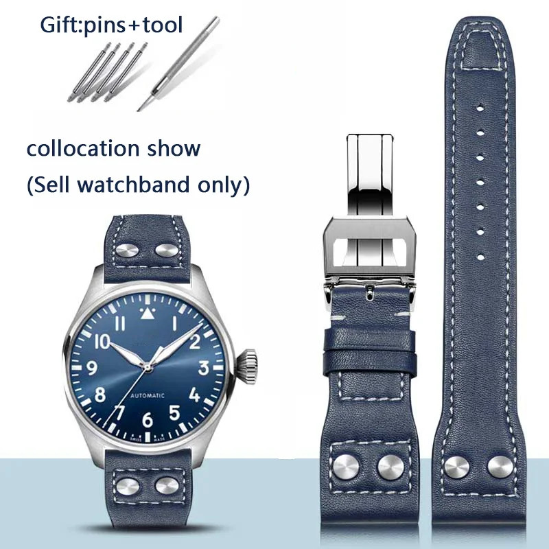 Genuine Leather Willow Nail Strap IWC Big Pilot Mark 18 Portuguese 20-22mm