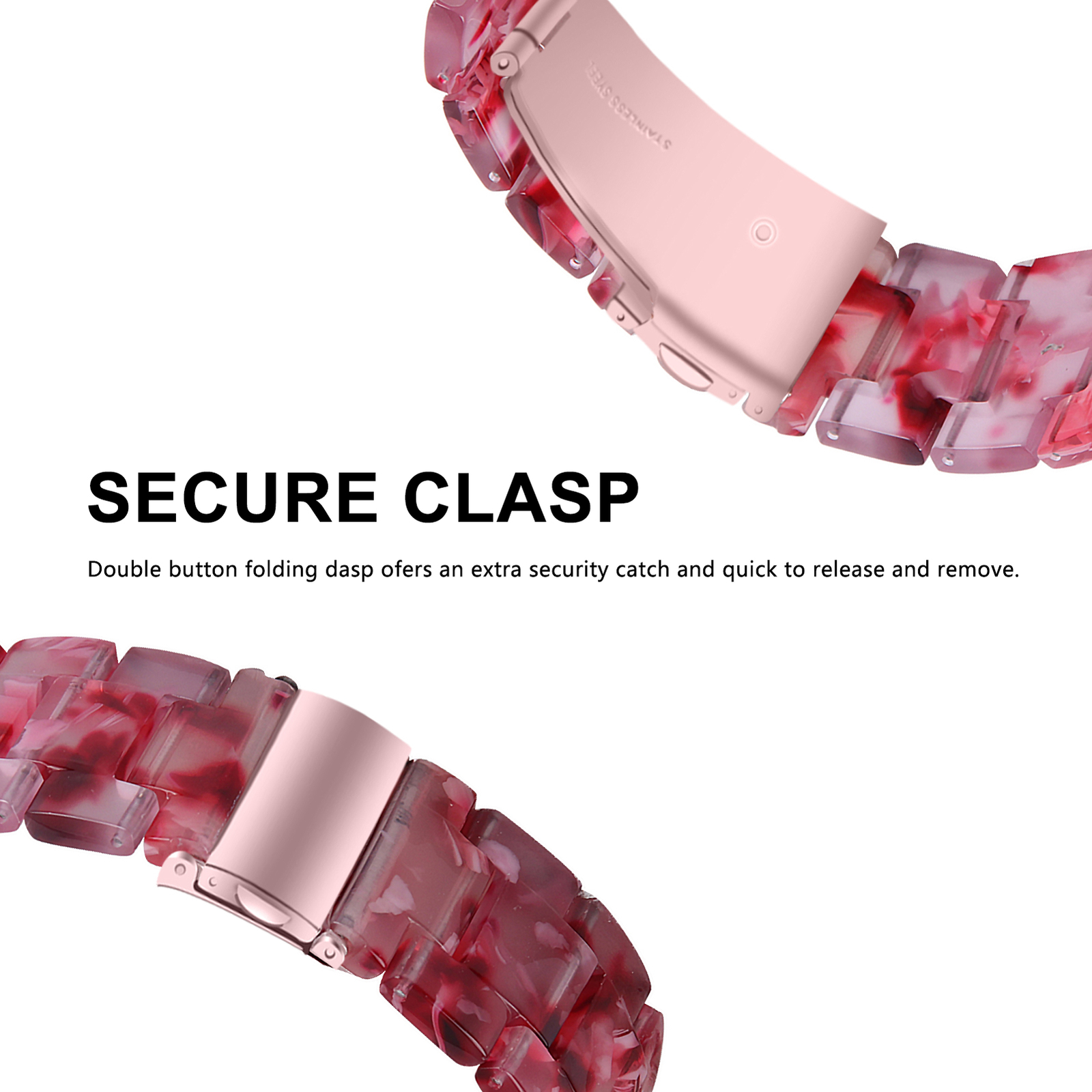 Fashion Resin Stainless Steel Watch Strap Band for Apple Watch 8/7/SE/6/5/4/3/2