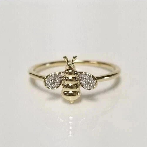 0.50Ct Round Cut Moissanite 14K Yellow Gold Plated Honey Bee Engagement Ring