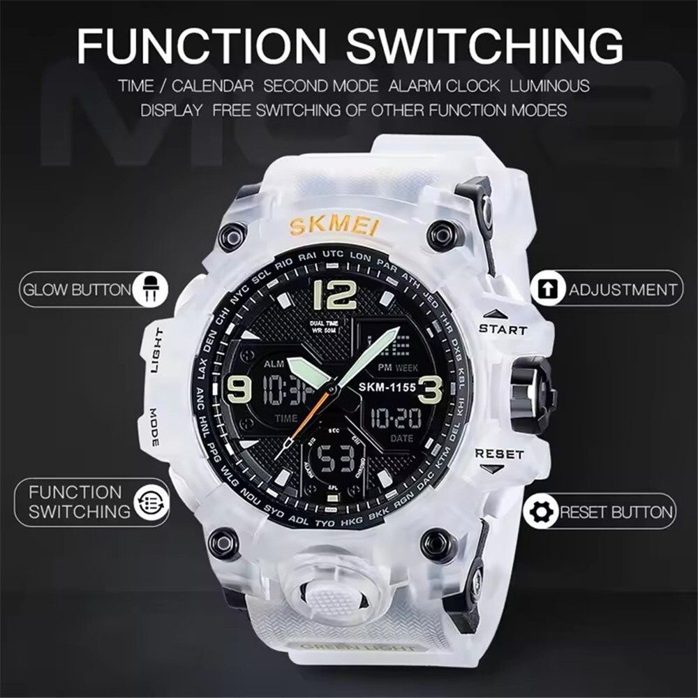 SKMEI Men Sport Watches Military Dual Time Boys Watch Digital Quartz Wristwatch