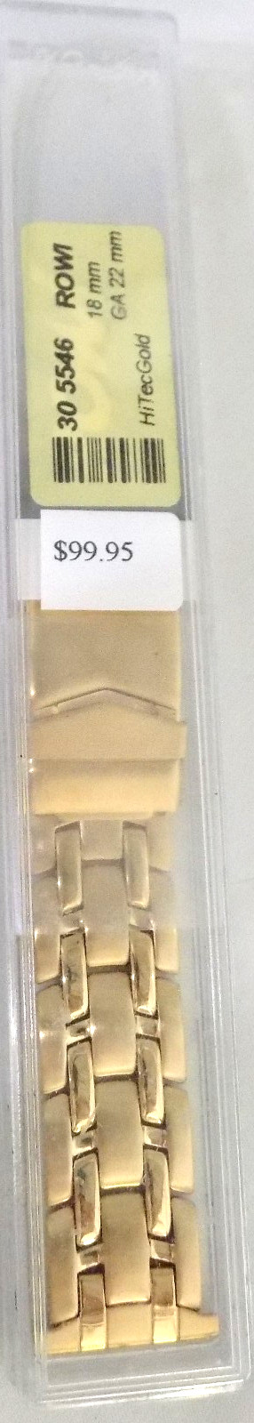 6 3/4″ 173mm Long New 22mm Gold Tone Bracelet Watch Band Trifold Security Clasp