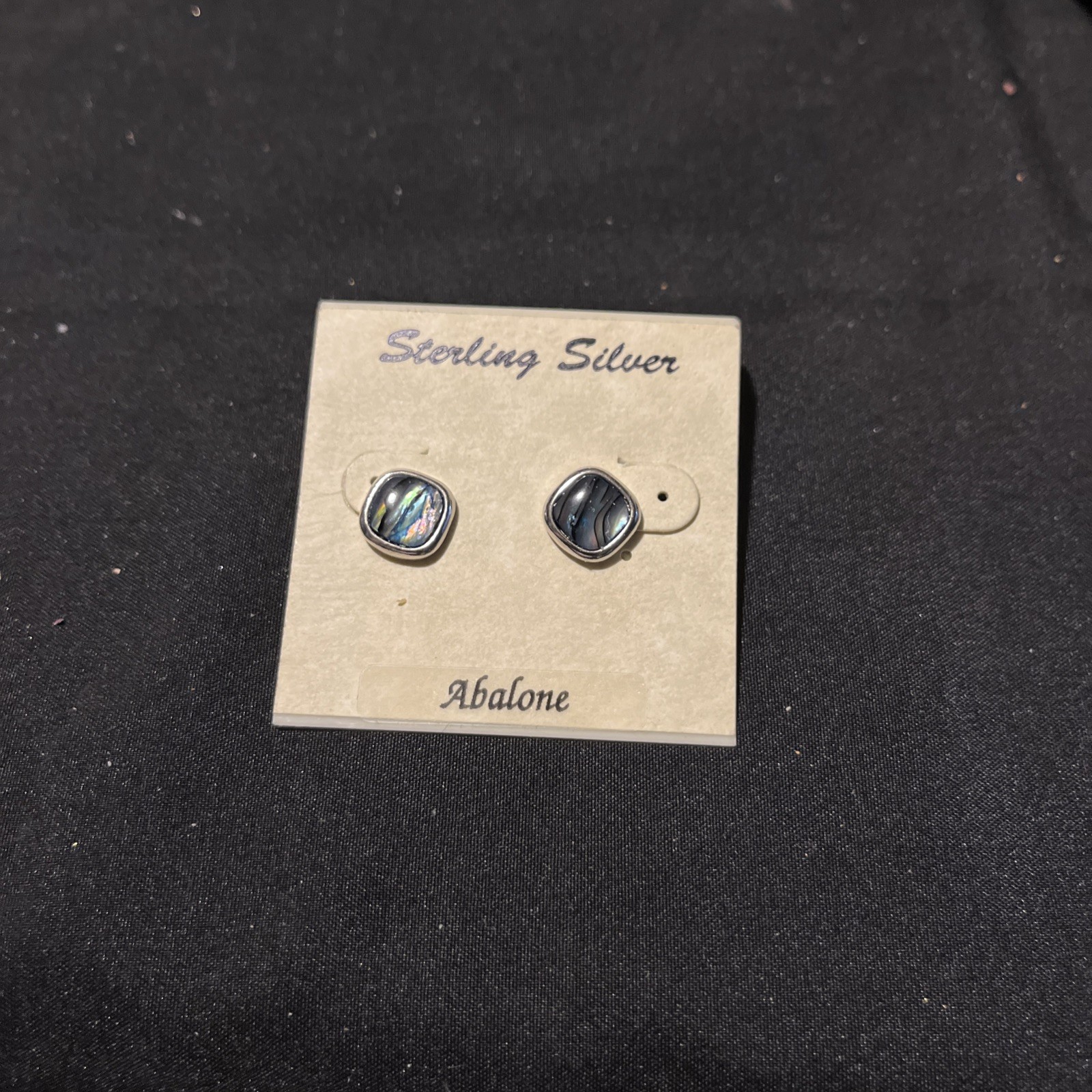 Genuine Abalone Squares with Soft Corners 925 Sterling Silver Stud Earrings
