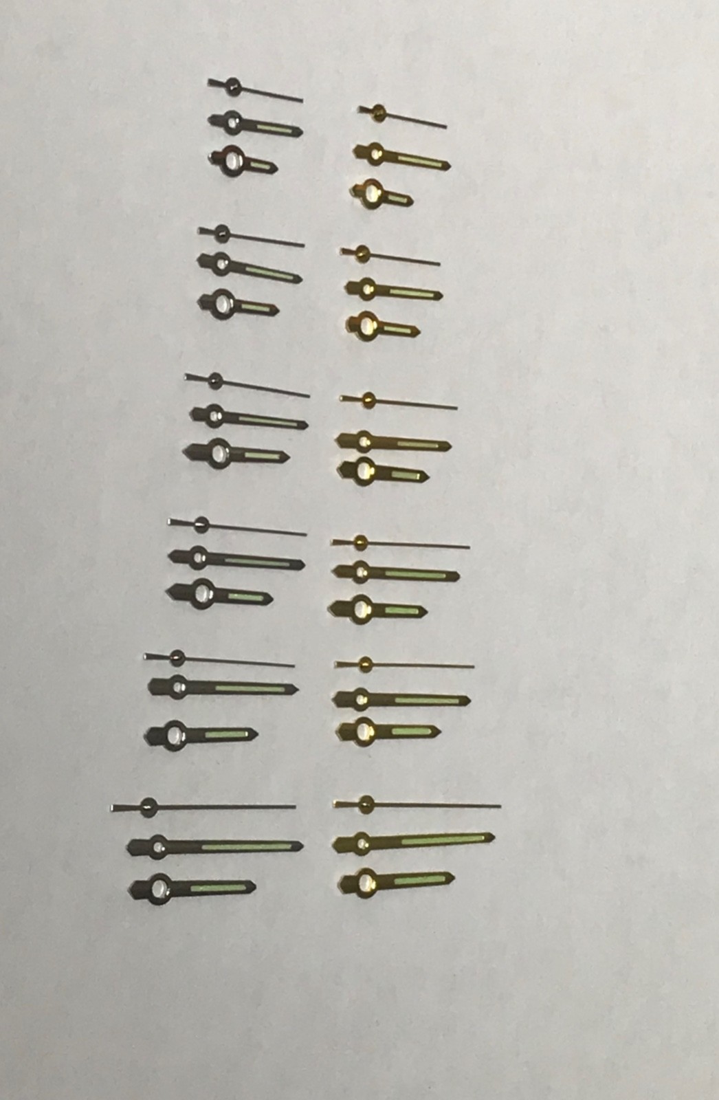 New 1 set Hour Minute Second Hands Watch Gold & Silver Green Lume 120/70/20