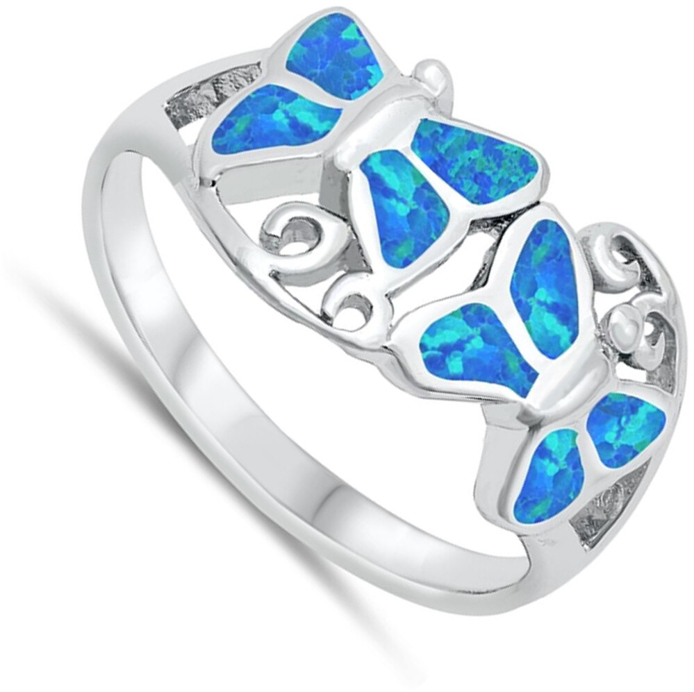 Unique Mosaic Butterfly Ring Love .925 Sterling Silver Band Sizes 5-10
