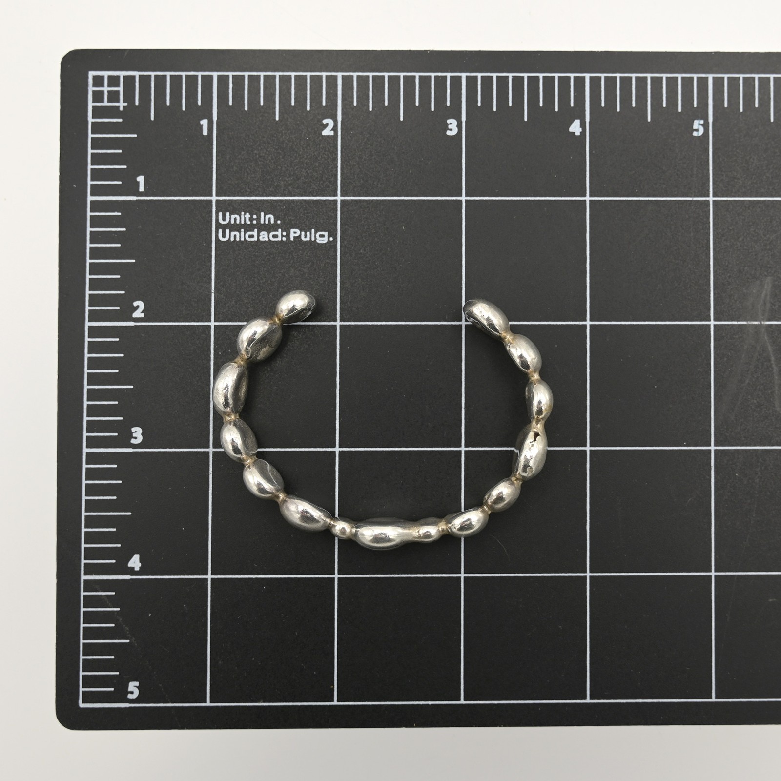 Heavy Cast Sterling Silver Organic Pebble Modernist Bubble 6″ Cuff Bracelet