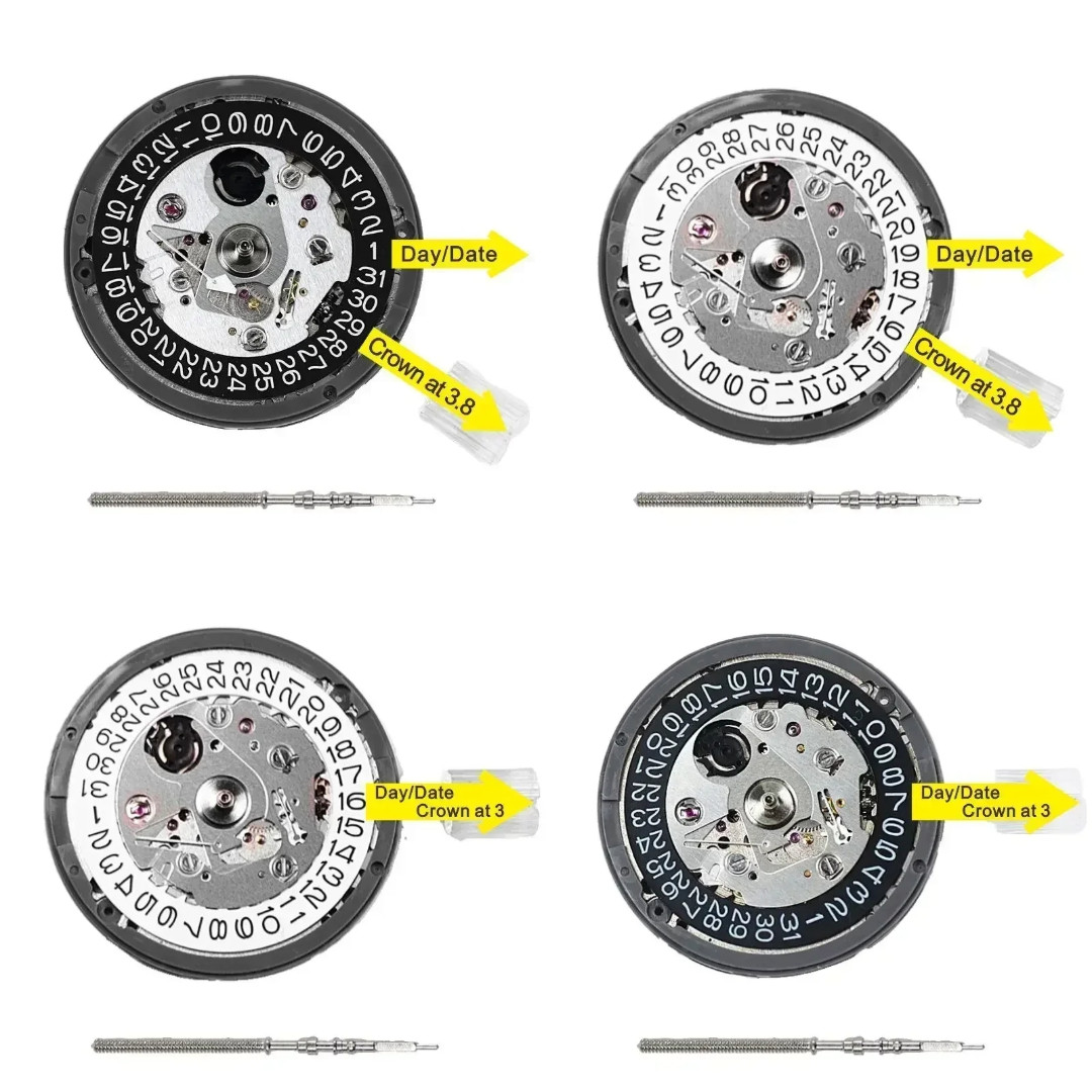 NH35 NH35A Automatic Mechanical Watch Movement at 3/3.8/6 White/Black Date Disc