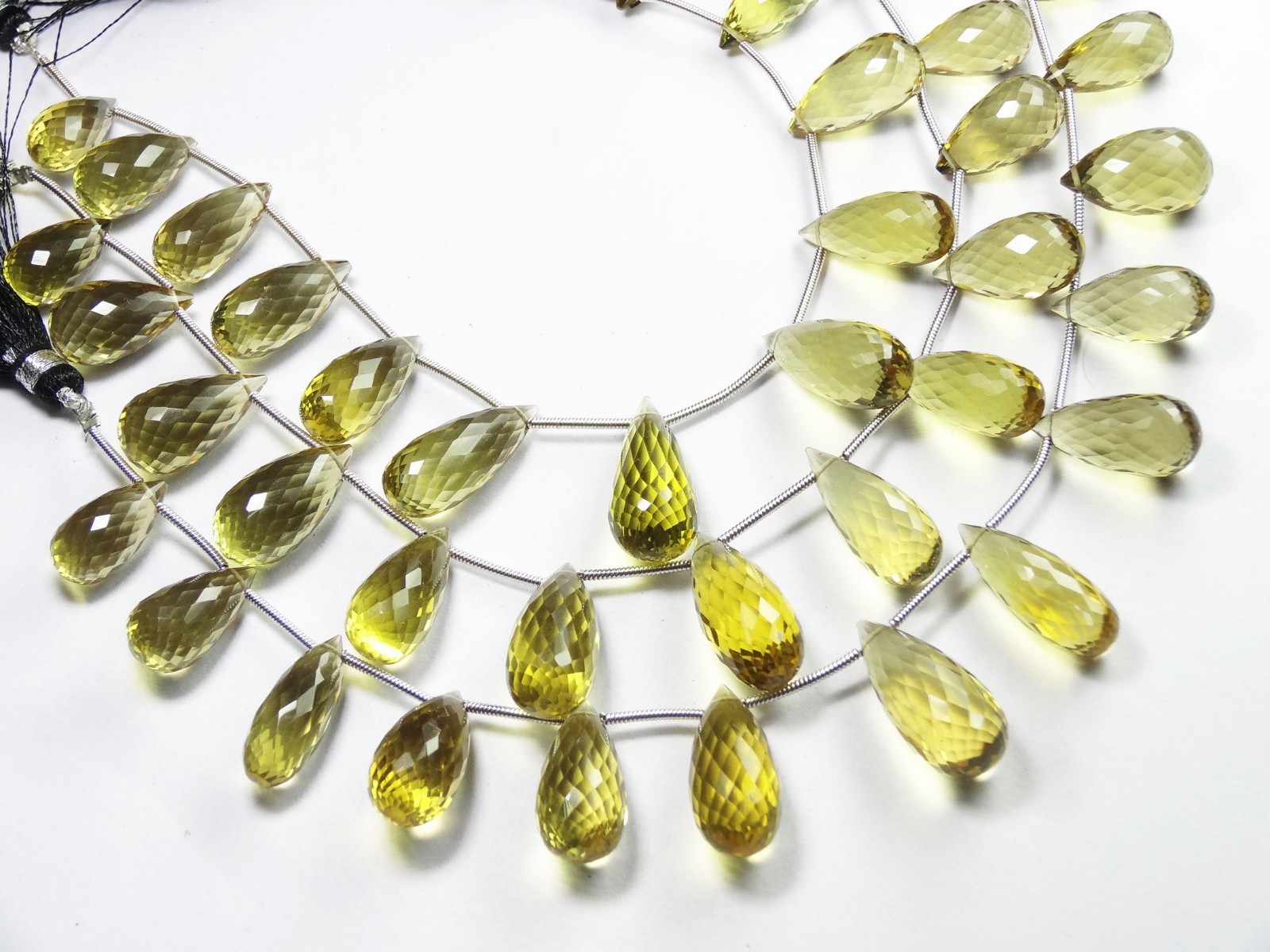 115CT. FACETED HONEY QUARTZ BIG SIZE TEARDROP BRIOLETTE BEADS 8″ 15*8 TO 19*8MM